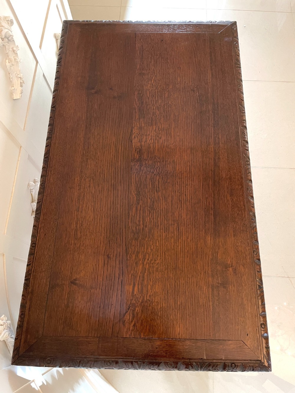 Antique Victorian Quality Carved Oak Freestanding Centre Table  View II