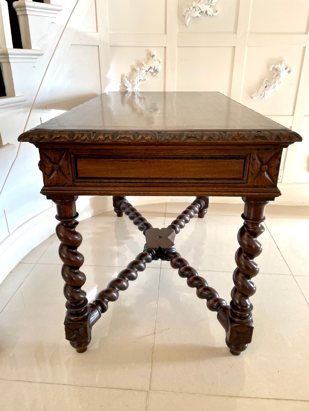 Antique Victorian Quality Carved Oak Freestanding Centre Table  View V