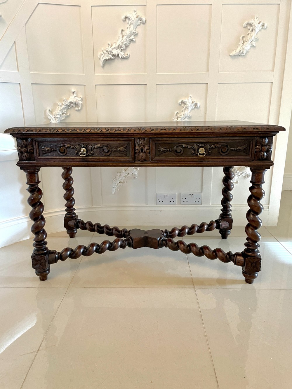 Antique Victorian Quality Carved Oak Freestanding Centre Table  View XVII