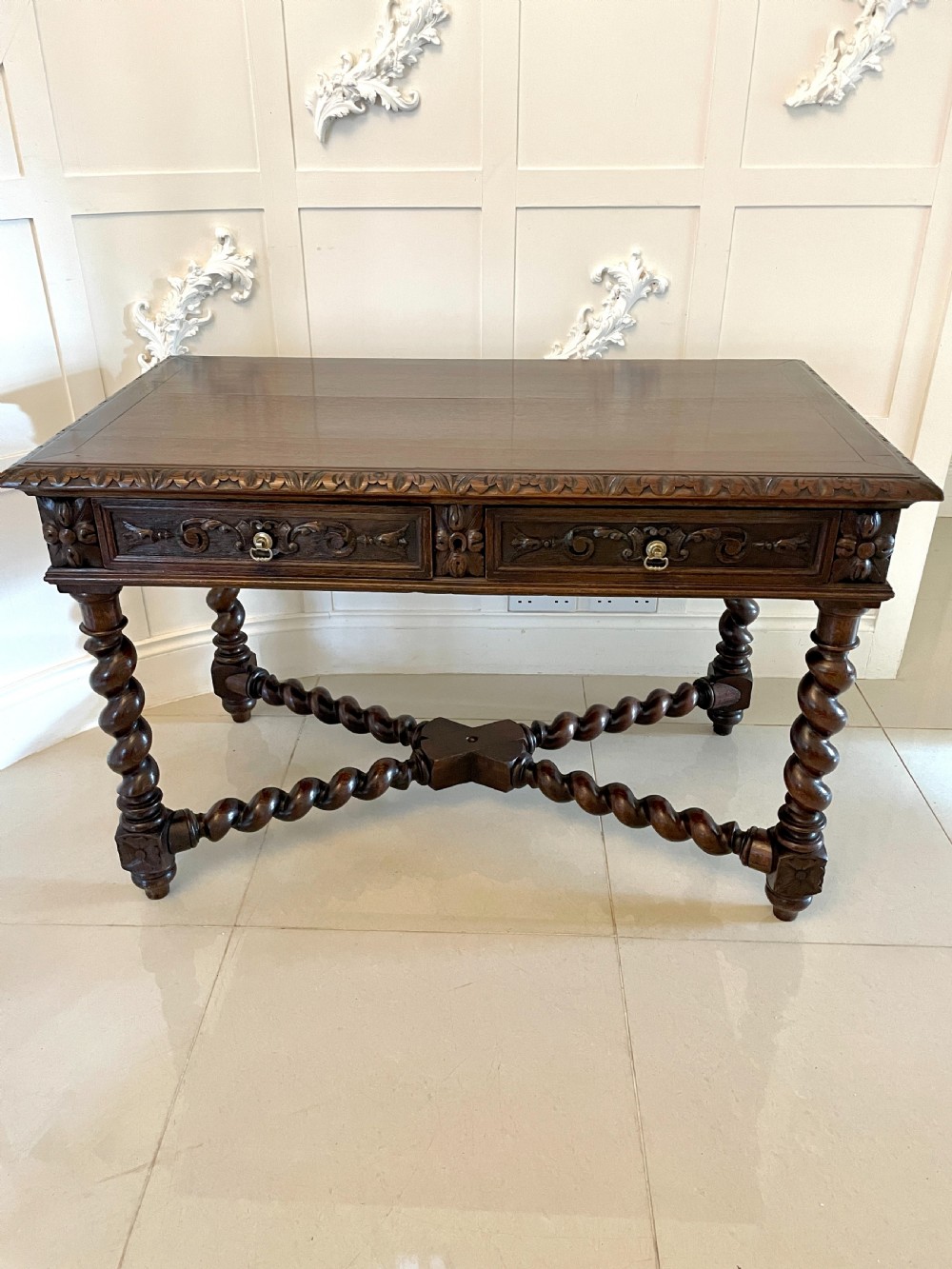 Antique Victorian Quality Carved Oak Freestanding Centre Table  View XVIII