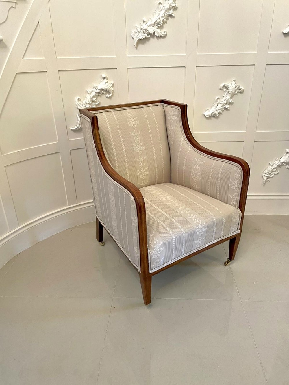 Antique Inlaid Mahogany Library Chair 