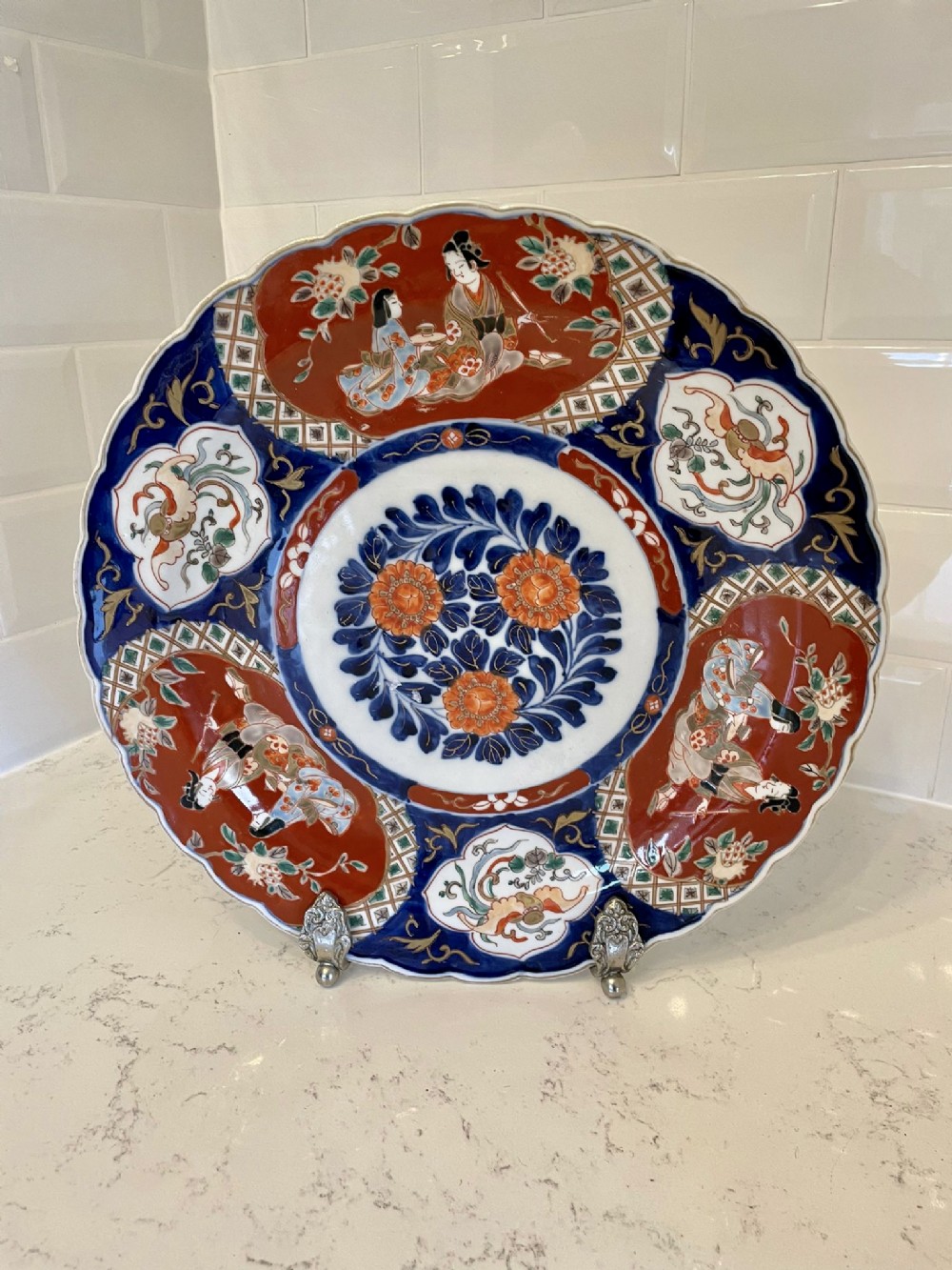 Large Antique Hand Painted Japanese Imari Charger