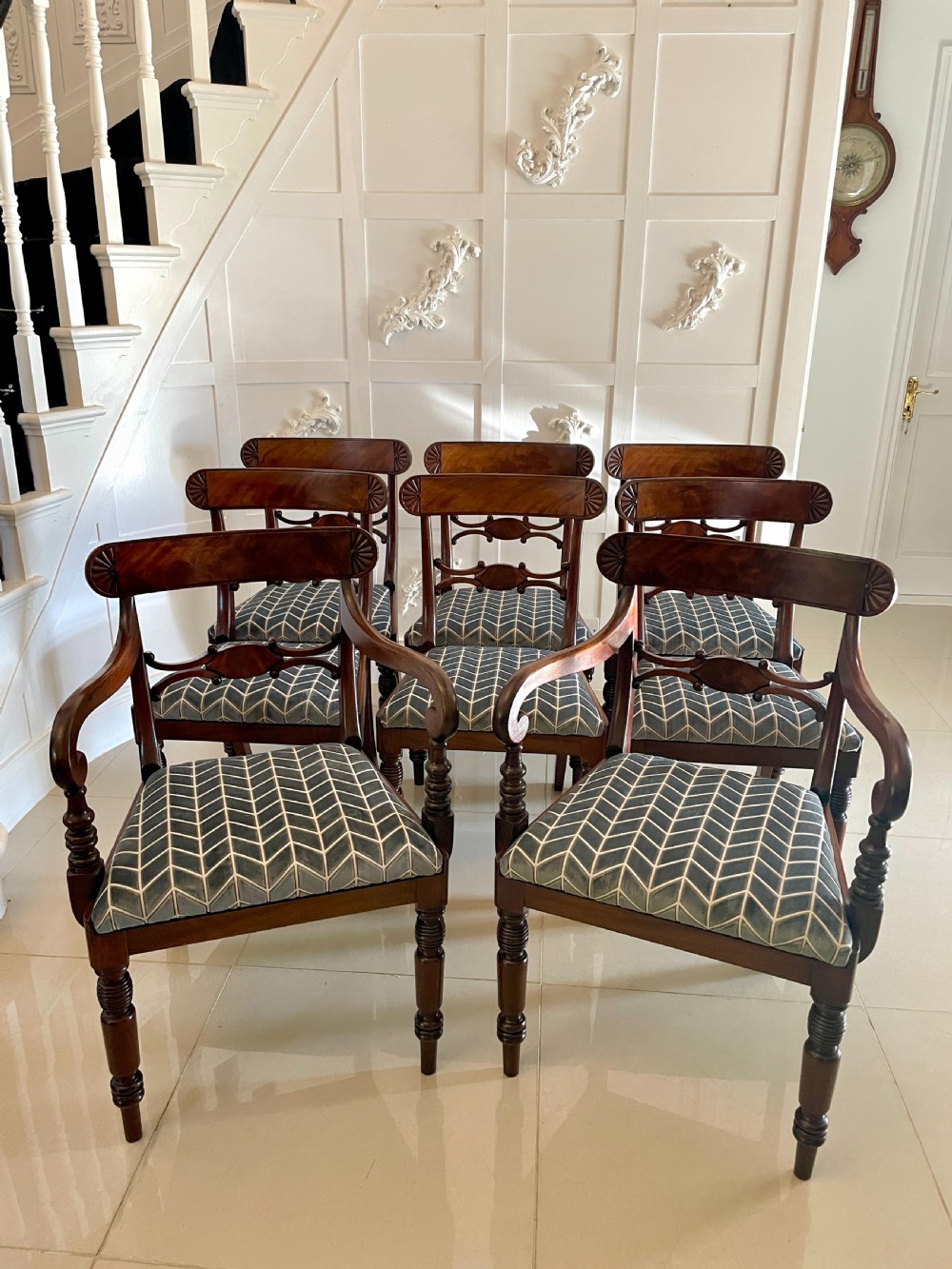 Antique Set of 8 Quality George III Mahogany Dining Chairs 