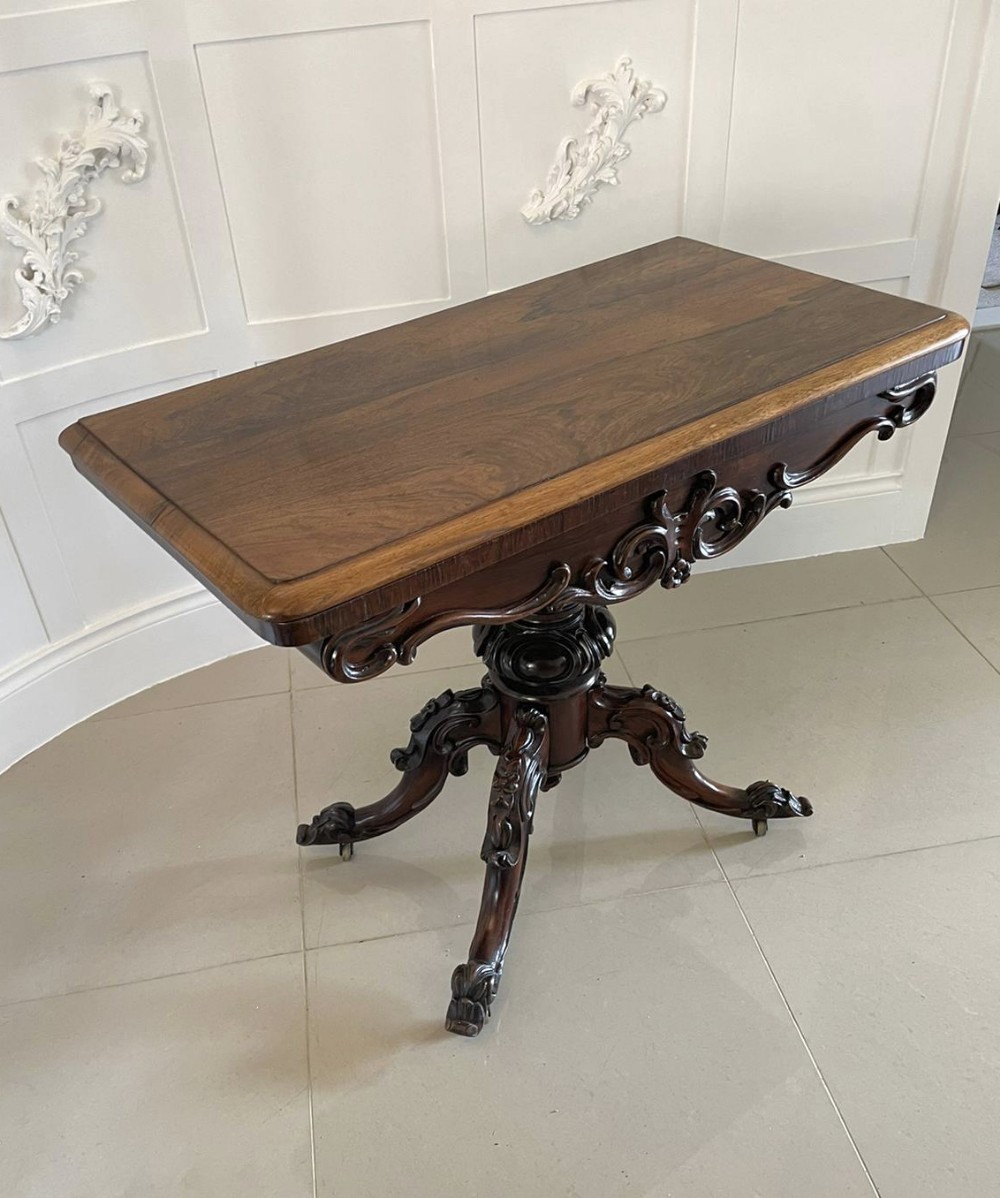 Quality Antique Victorian Carved Rosewood Card/Side Table