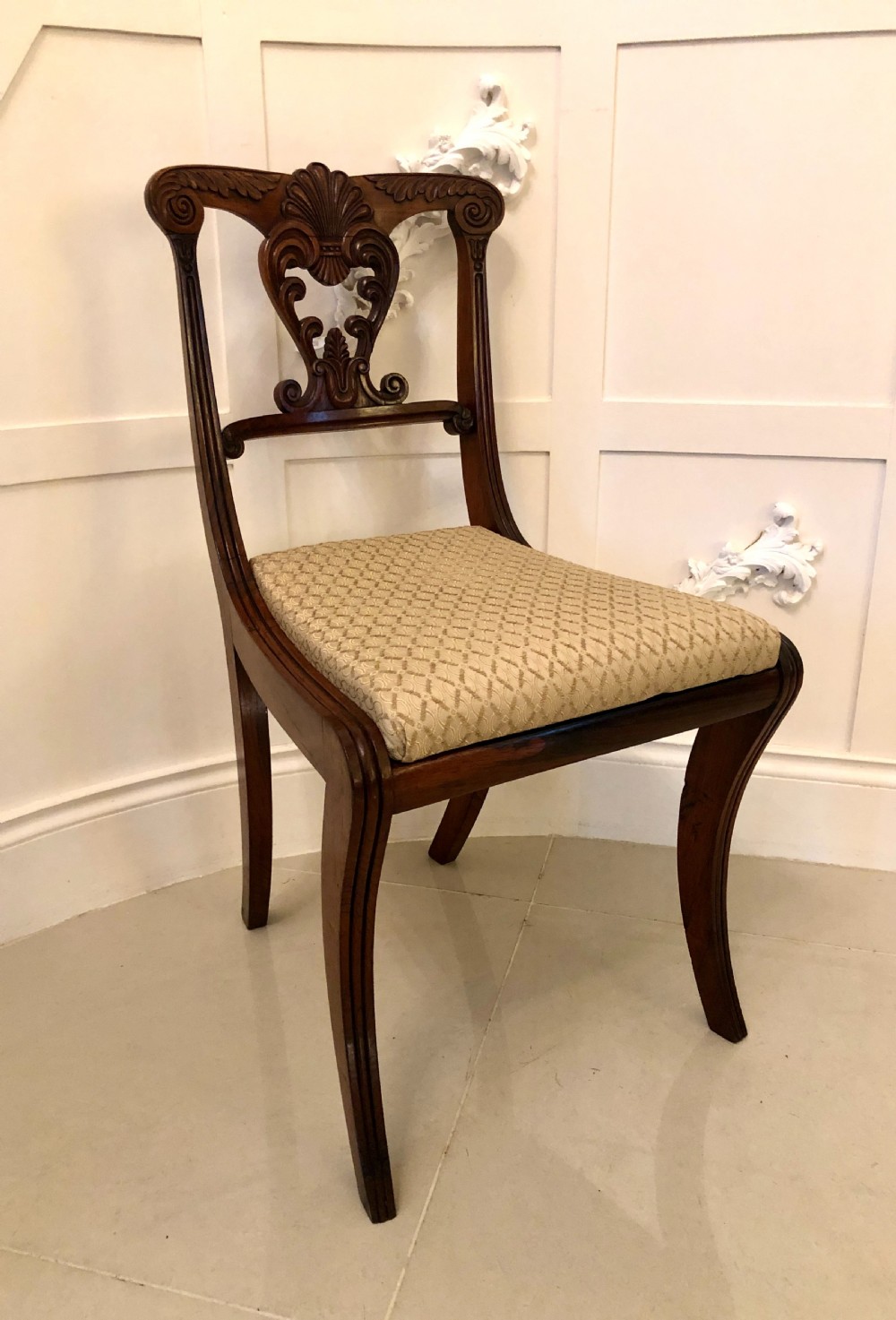 Outstanding Quality Set of Six Antique Regency Carved Rosewood Dining Chairs View X