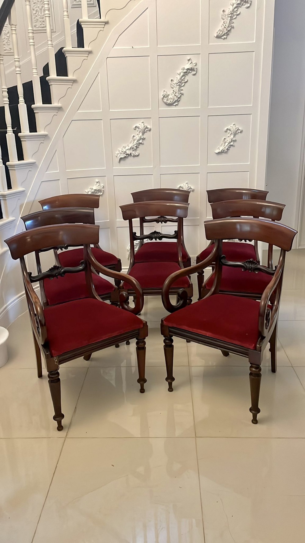  Fine Quality Antique Set of 8 William IV Mahogany Dining Chairs 