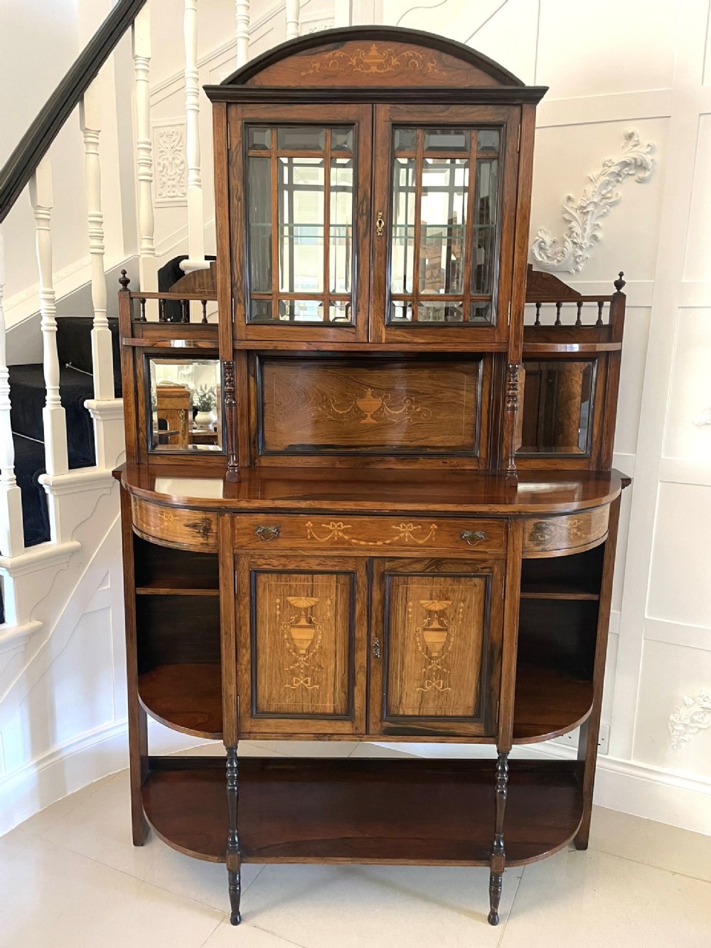 Antique Victorian Quality Rosewood Inlaid Side Cabinet 