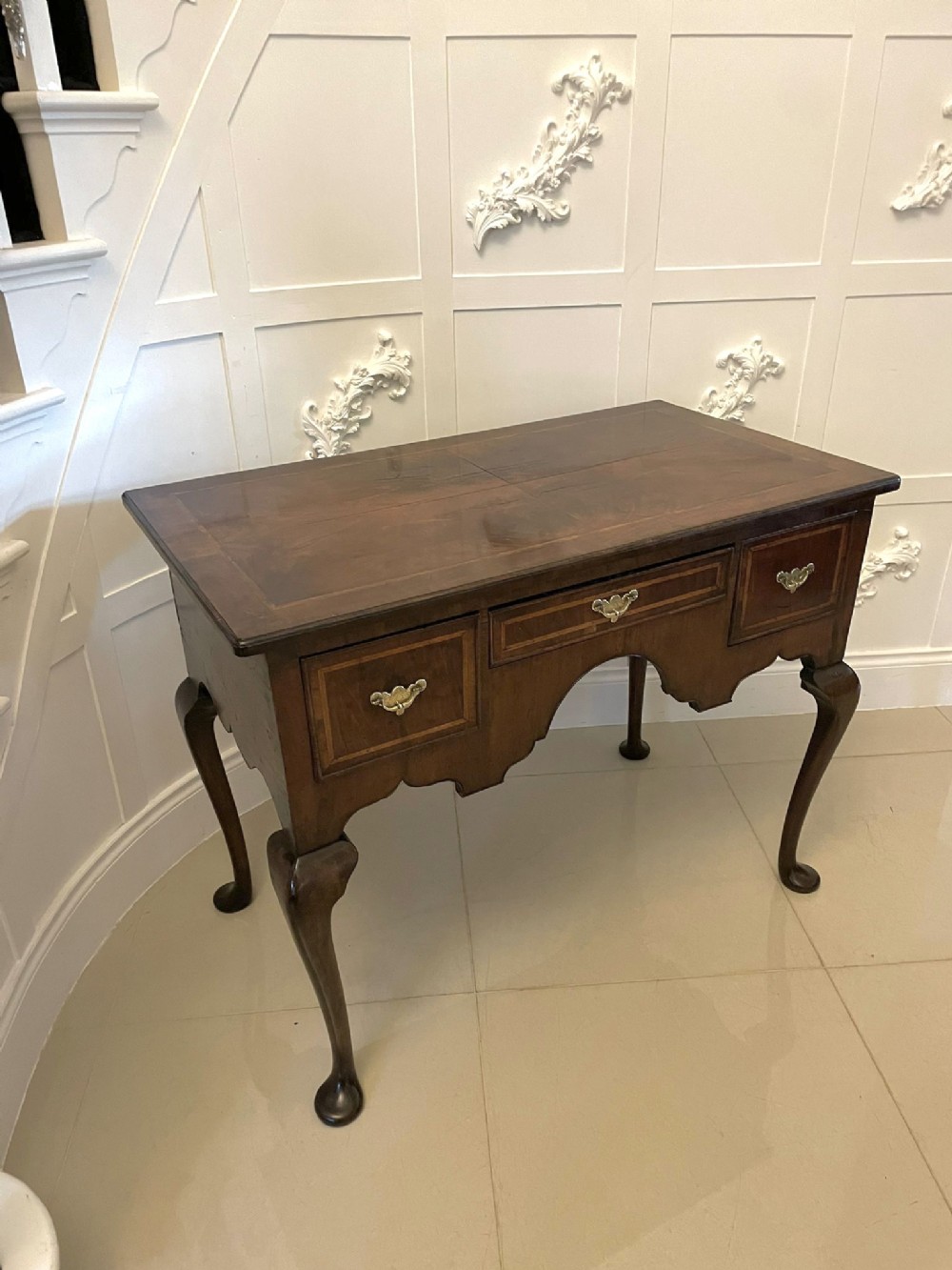 Large Antique Queen Anne Quality Walnut Lowboy 