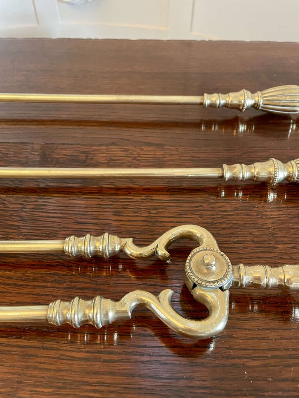 Antique Victorian Set of Quality Brass Fire Irons  View VI