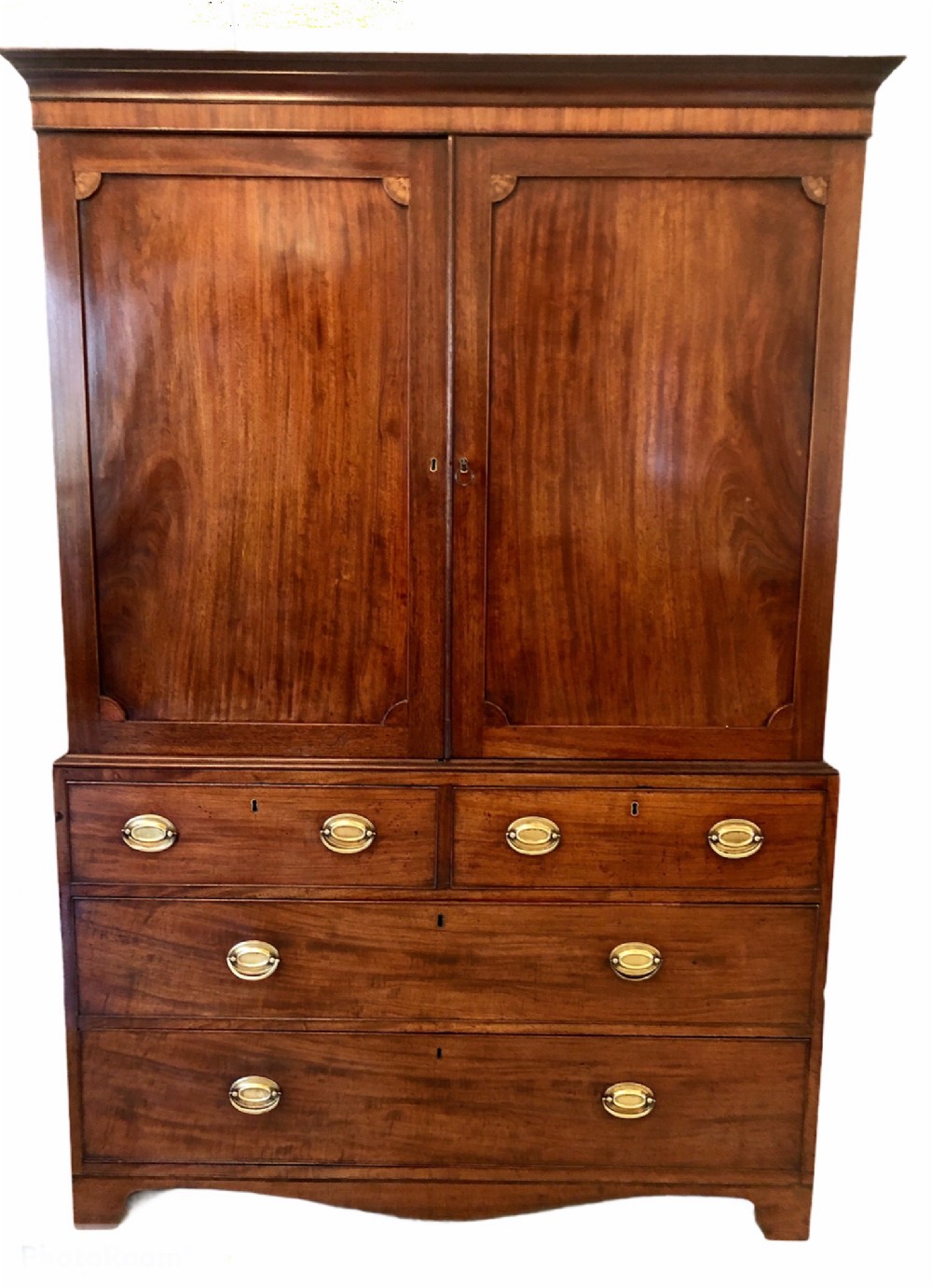 Antique 18th Century George III Quality Mahogany Linen Press