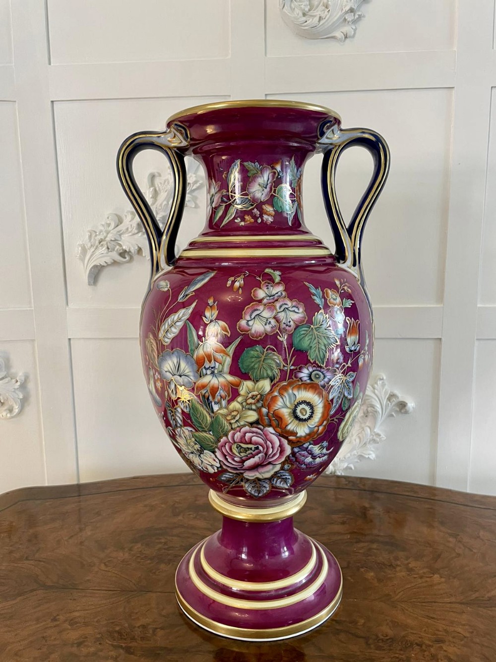 Exceptional Large Staffordshire Porcelaneous Twin Handled Vase