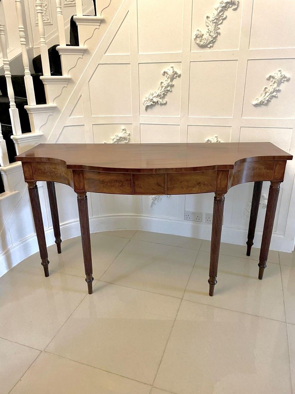 Outstanding Quality Antique George III Figured Mahogany Serpentine Shaped Serving/Console Table   