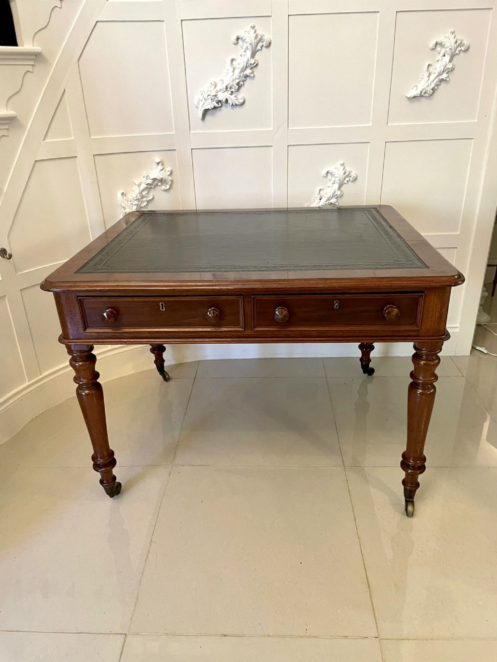 Antique Victorian Quality Mahogany Partner Writing Desk