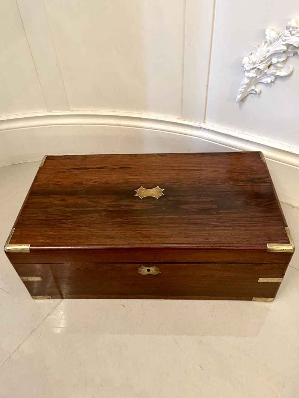 Quality Antique Victorian Brass Bound Rosewood Writing Box 