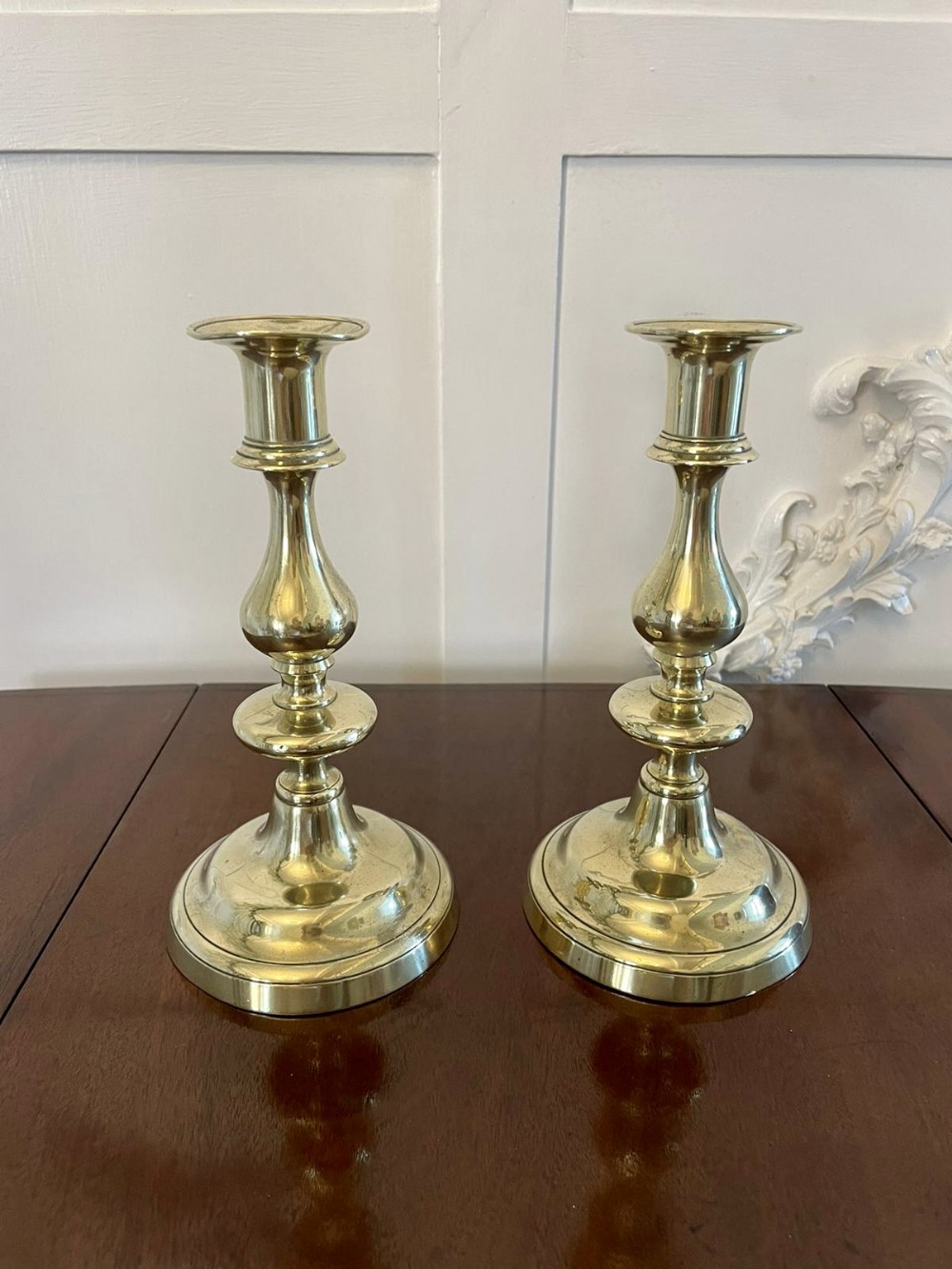Pair of Antique Victorian Brass Candlesticks 