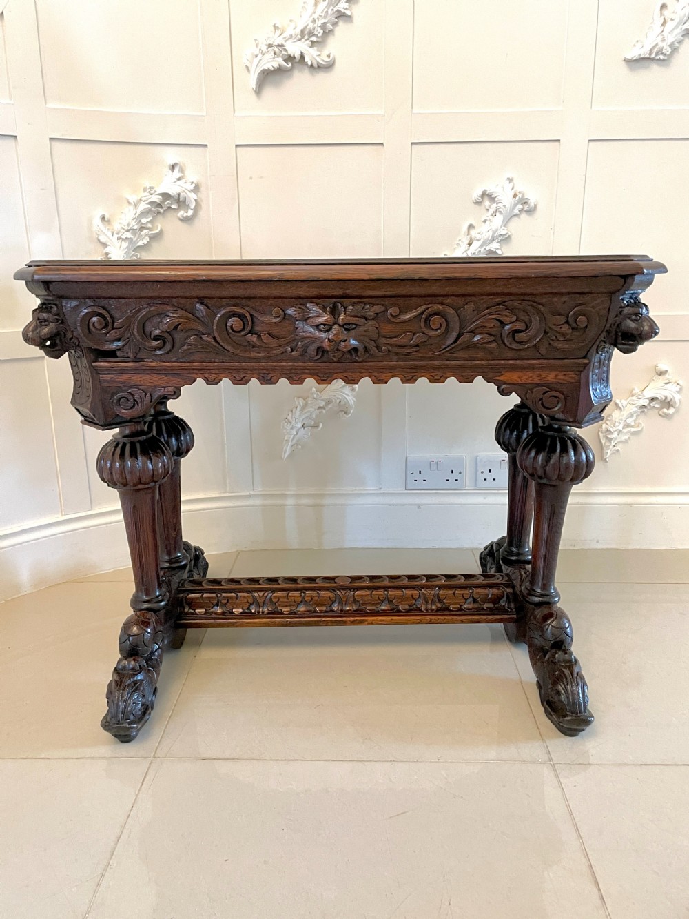 Antique Victorian Quality Carved Oak Freestanding Centre Table  View XVII