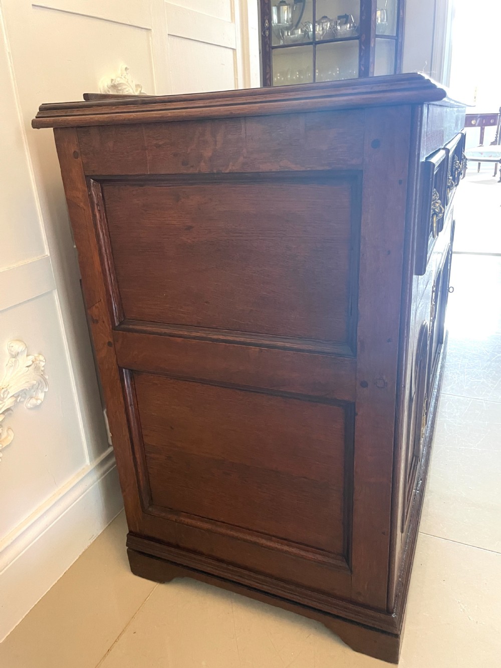 Unusual Antique George III Quality Oak Dresser Base View XI