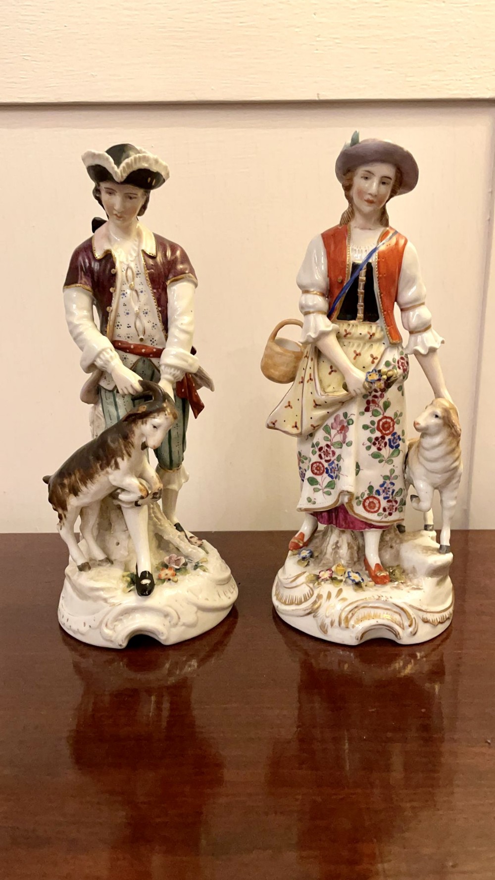Pair of Antique Victorian Continental Porcelain Figures 