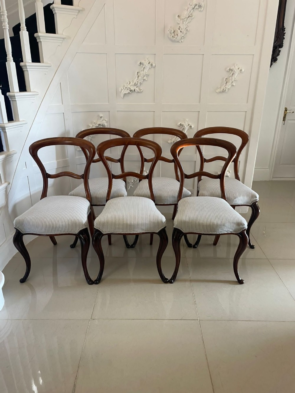 Set of 6 Antique Victorian Quality Mahogany Dining Chairs 
