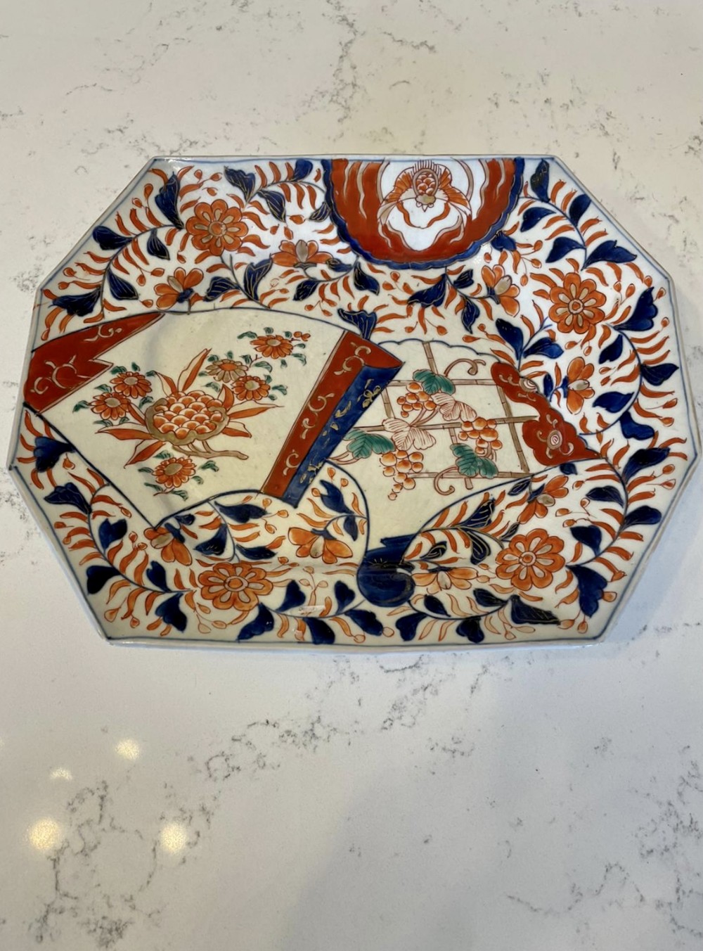 Unusual Antique Shaped Hand Painted Imari Dish
