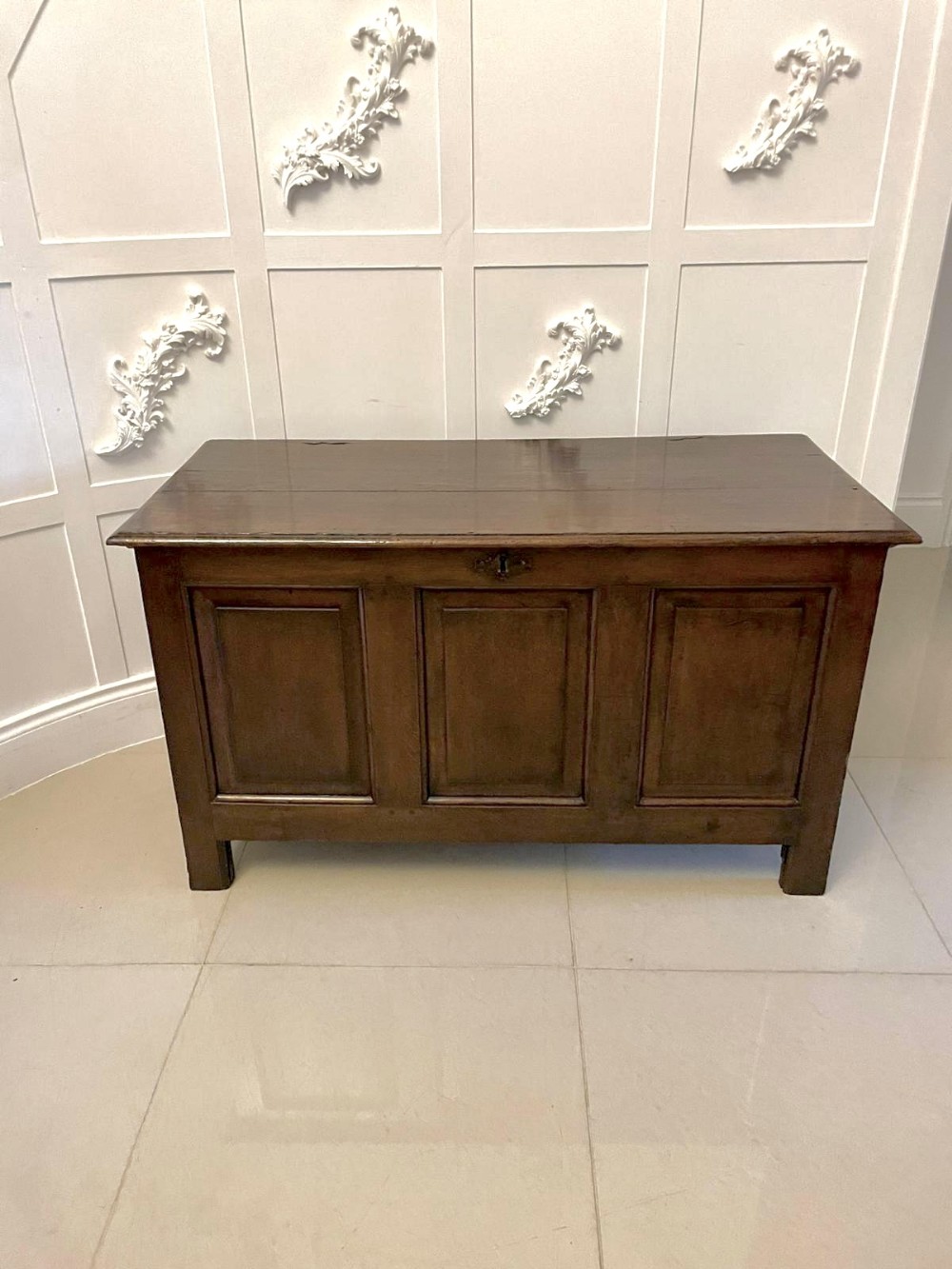 Antique 18th Century Oak Quality Panelled Coffer