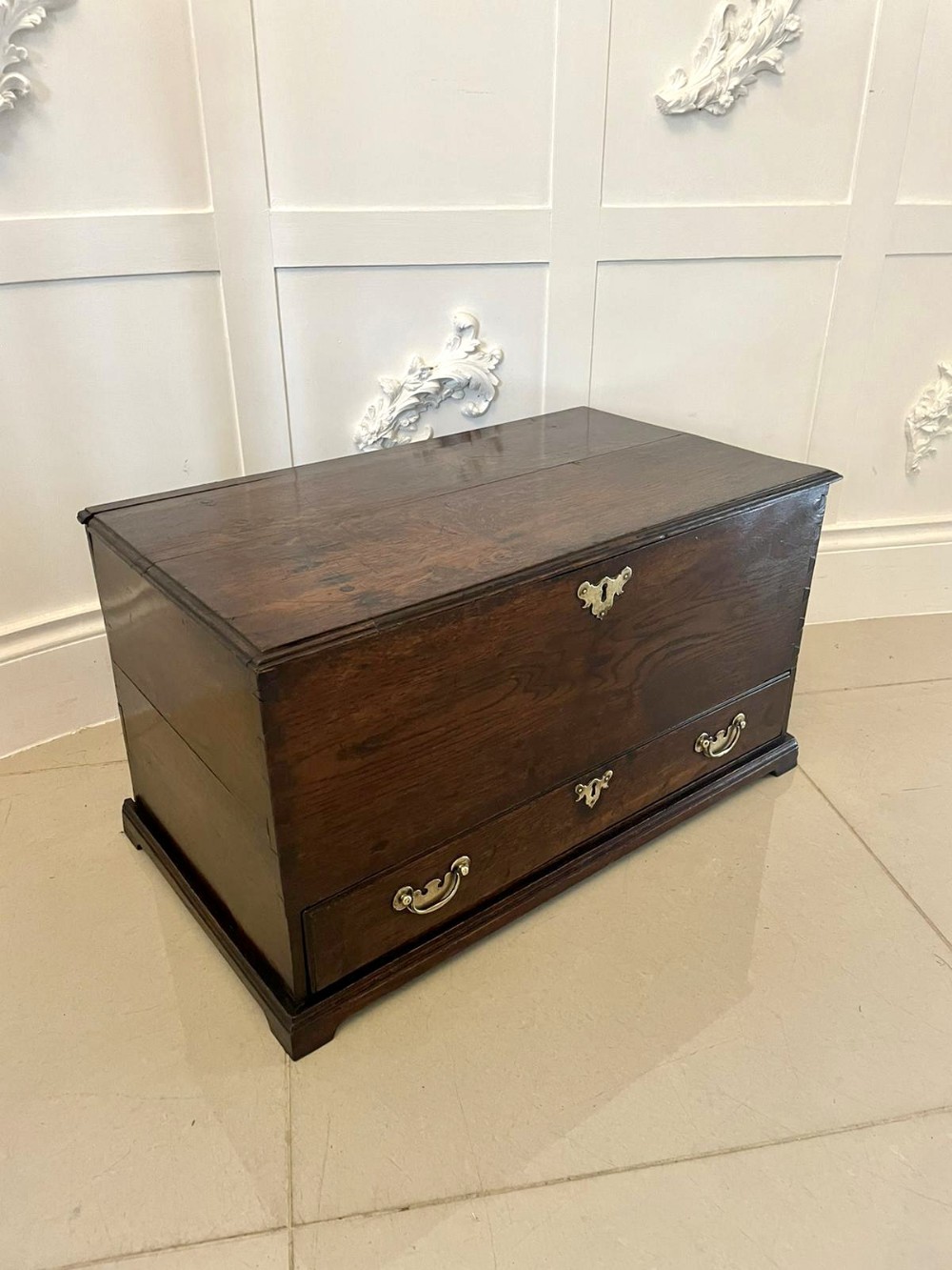  Early Antique 18th Century Small Welsh Oak Coffer 