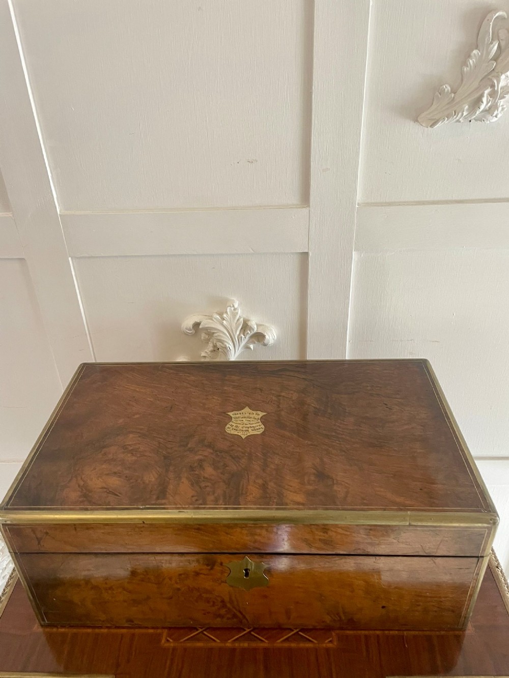 Superb Quality Antique Victorian Burr Walnut Brass Bound Writing Box