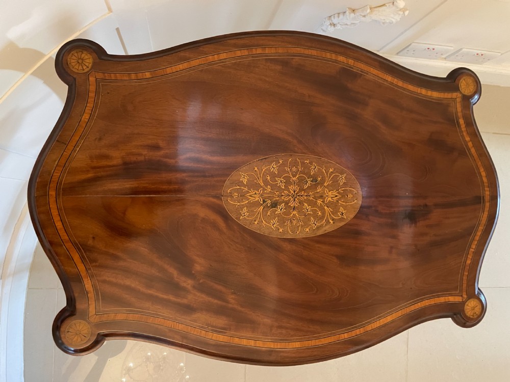 Superb Quality Antique Victorian Mahogany Inlaid Shaped Centre Table  View II