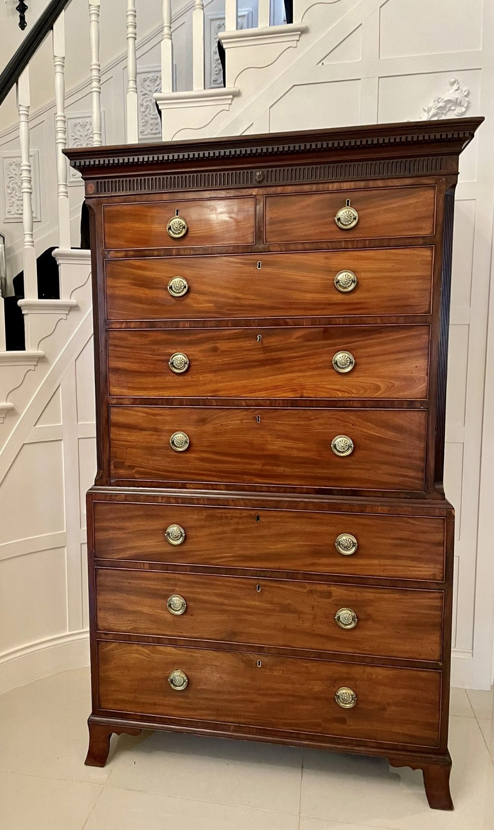Antique George IIl Quality Mahogany Chest on Chest 