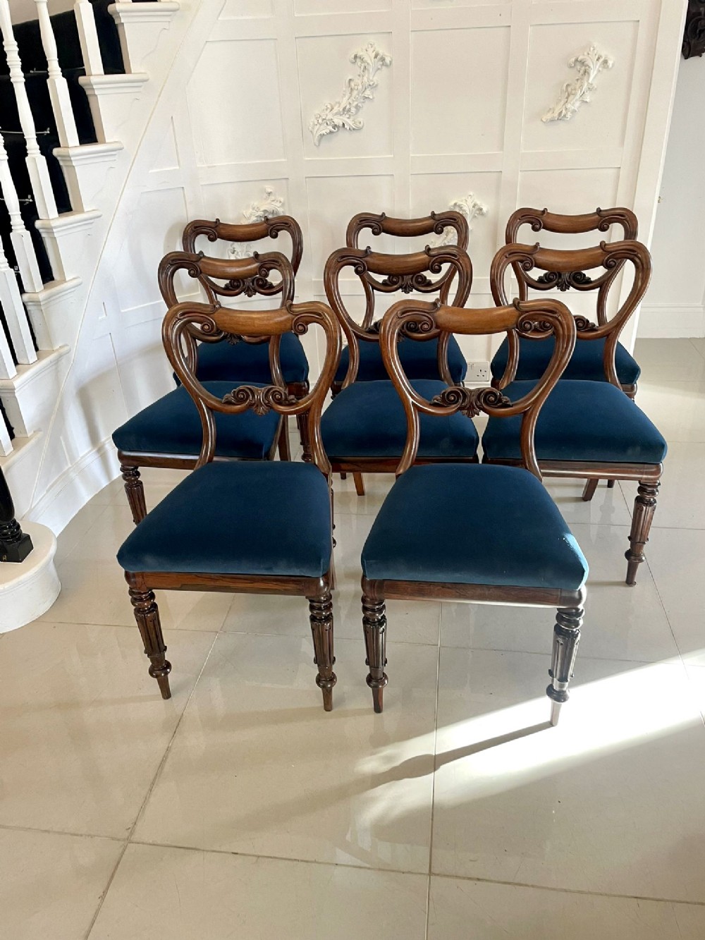 Fine Quality Set of 8 Antique William IV Rosewood Dining Chairs