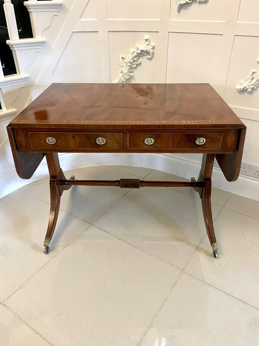 Outstanding Antique Edwardian Freestanding Mahogany Sofa Table 
