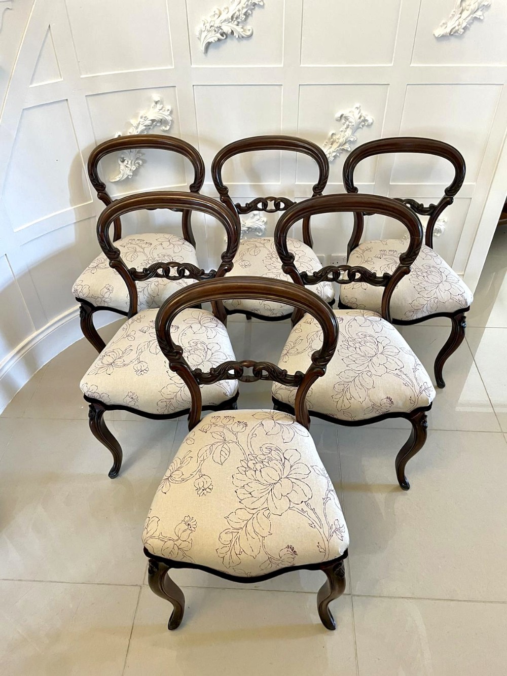 Fine Quality Set of 6 Antique Victorian Mahogany Dining Chairs 