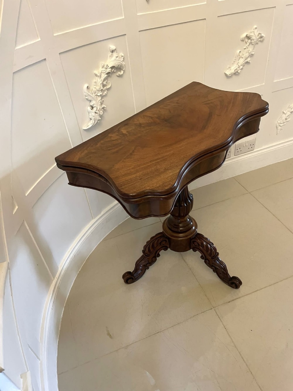 Antique Victorian Quality Figured Mahogany Card/Console Table 