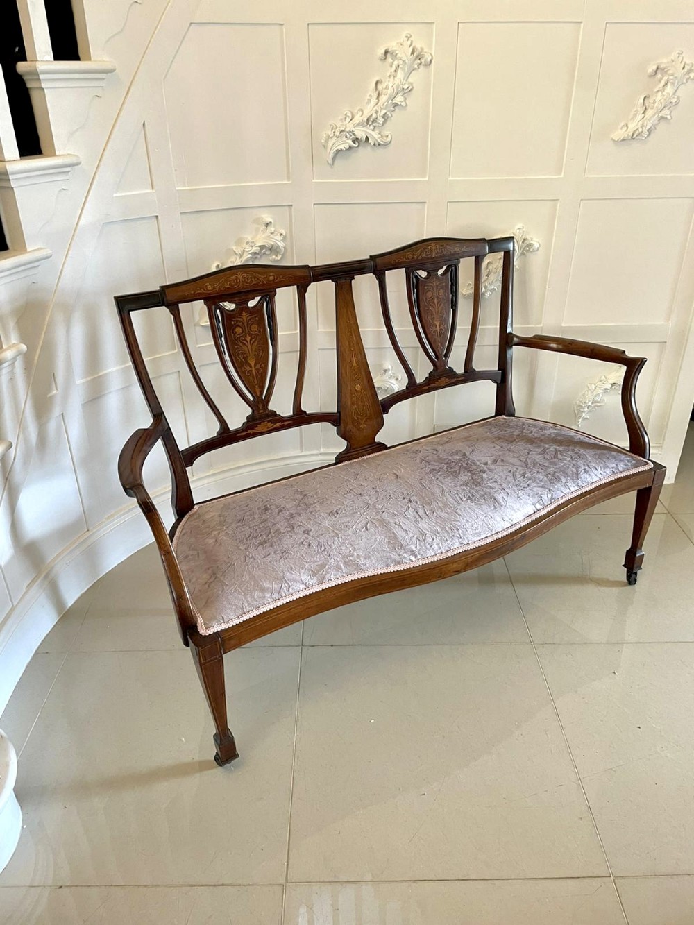Antique Edwardian Mahogany Inlaid Sofa