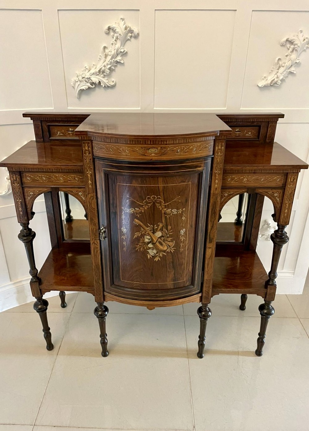 Superb Quality Antique Victorian Inlaid Rosewood Side Cabinet 