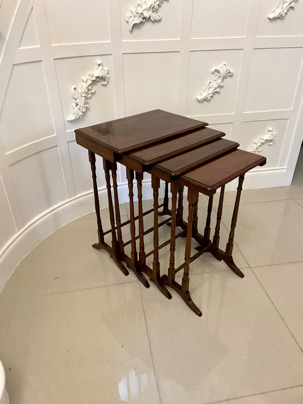 Antique Victorian Quality Figured Mahogany Nest of Four Tables 