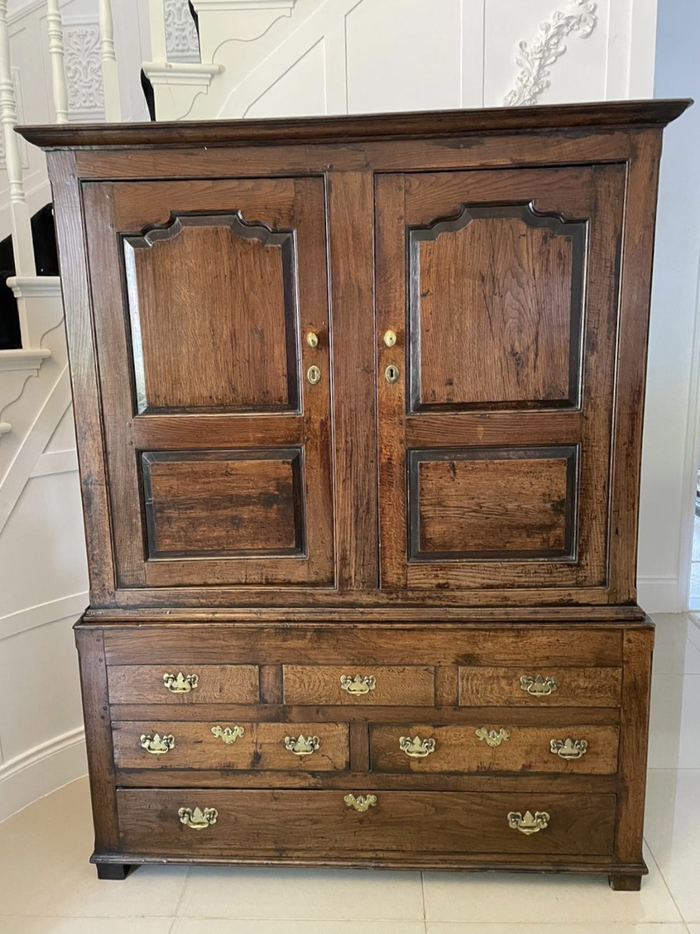 Antique George I Quality Oak Livery Cupboard 