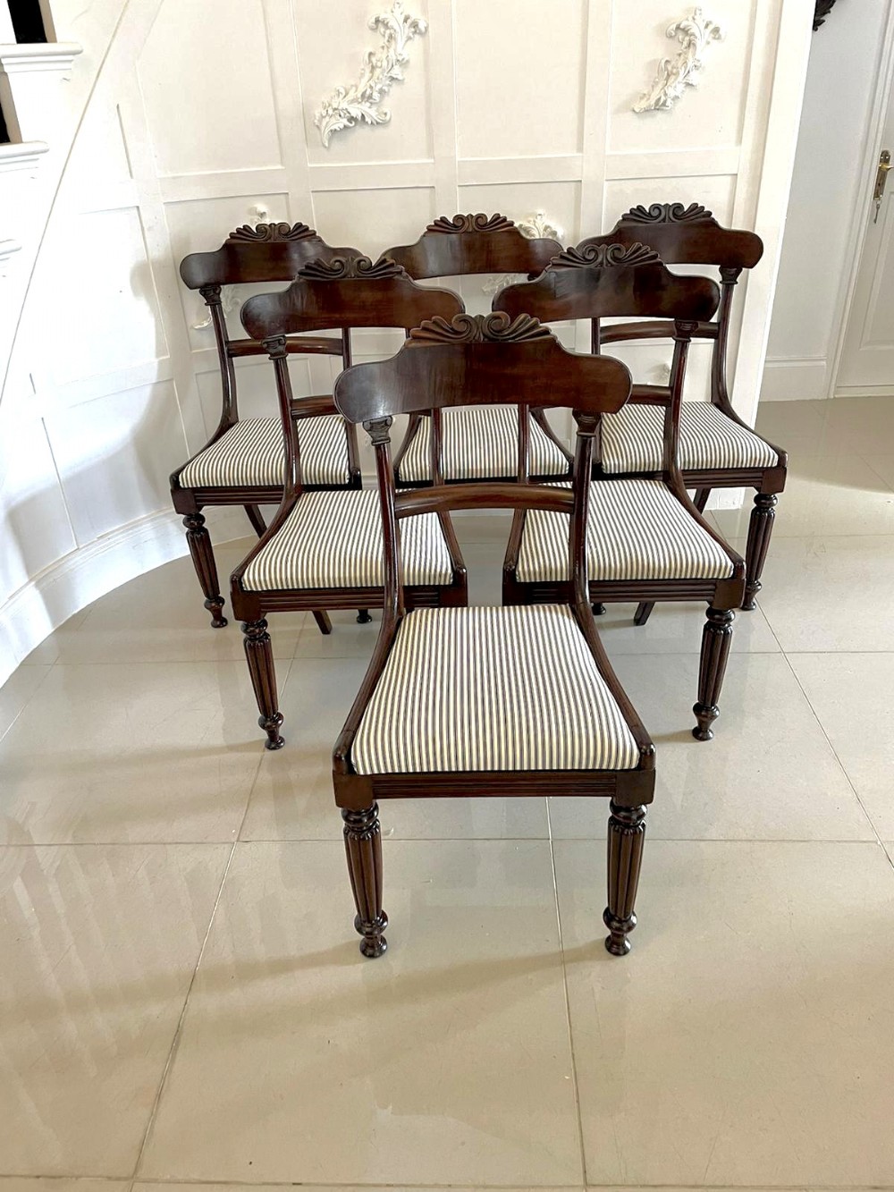 Superb Quality Set of 6 Antique Regency Mahogany Dining Chairs 