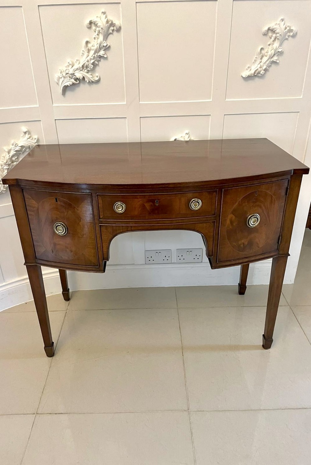 Small Antique Victorian Quality Mahogany Bow Fronted Sideboard 