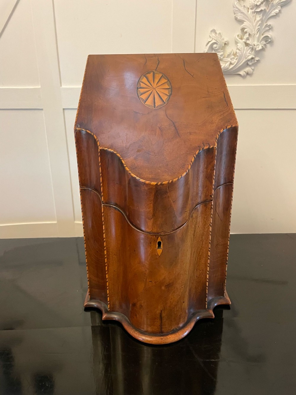Antique George III Quality Mahogany Inlaid Post Box