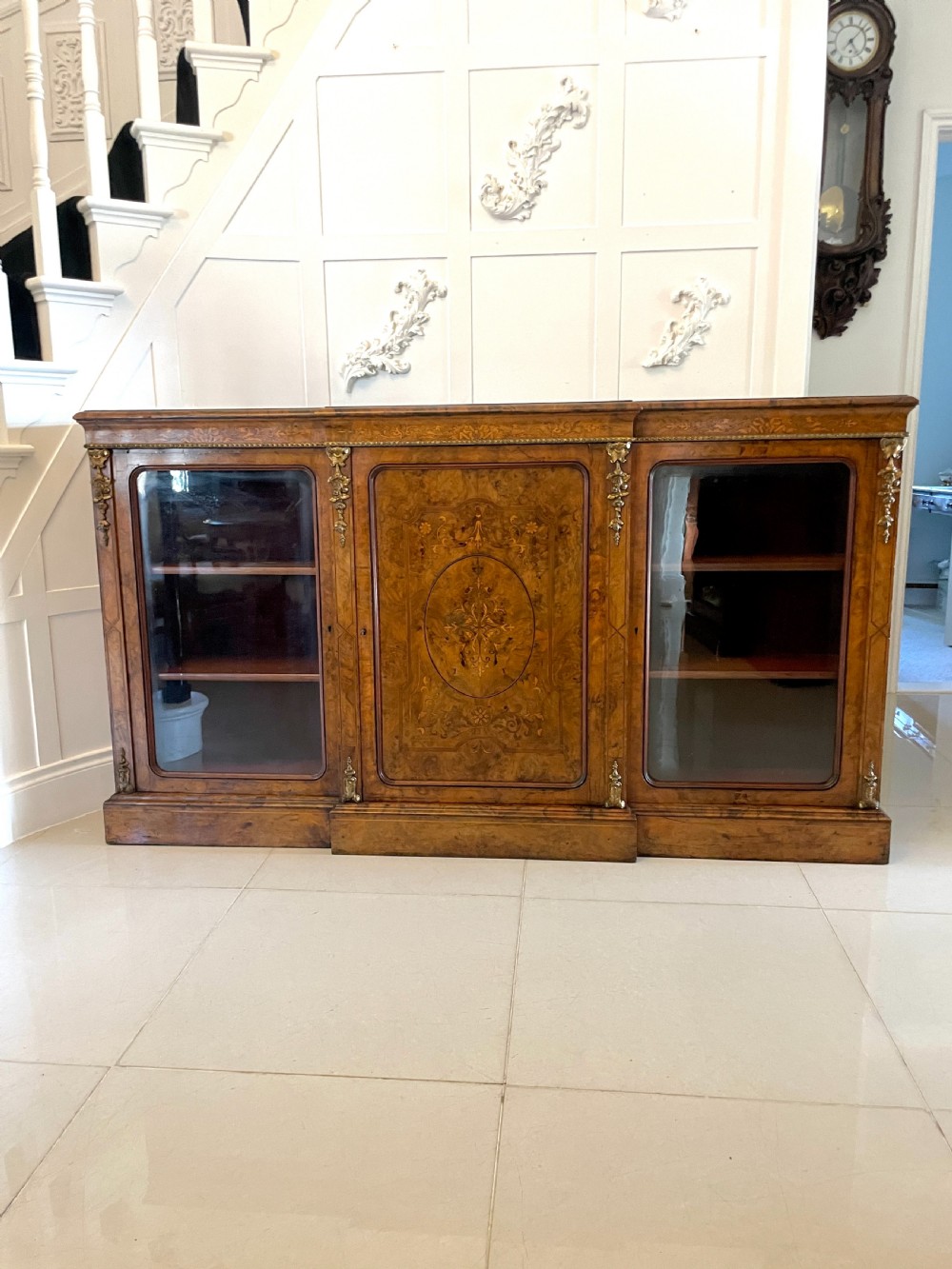 Outstanding Quality Antique Victorian Burr Walnut Marquetry Inlaid Credenza/Sideboard by Edwards and Roberts of London