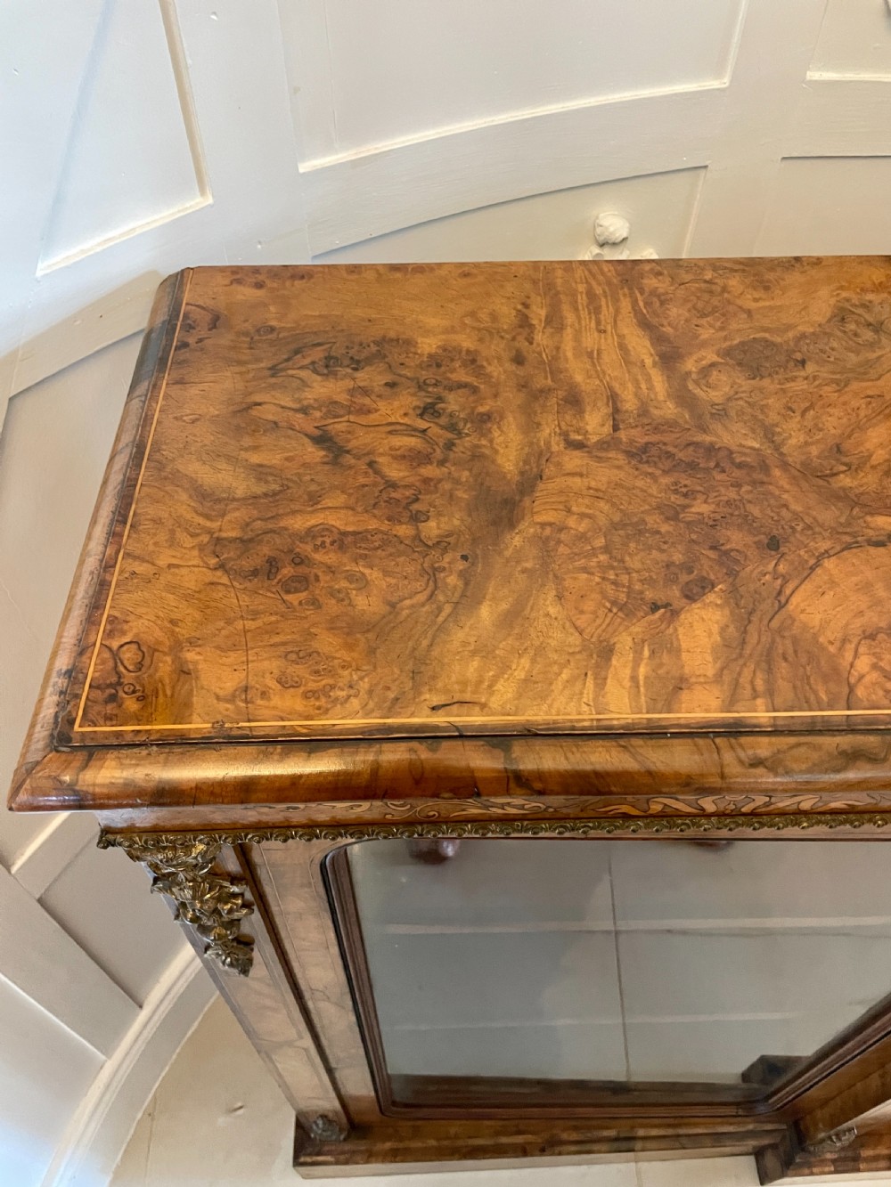 Outstanding Quality Antique Victorian Burr Walnut Marquetry Inlaid Credenza/Sideboard by Edwards and Roberts of London View VIII
