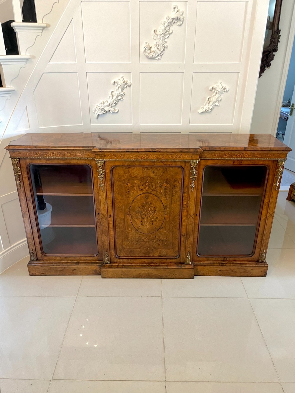 Outstanding Quality Antique Victorian Burr Walnut Marquetry Inlaid Credenza/Sideboard by Edwards and Roberts of London View XVII