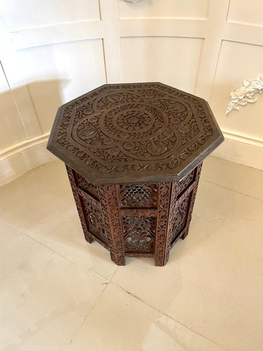Quality Antique Edwardian Carved Hexagon Shaped Coffee Table 