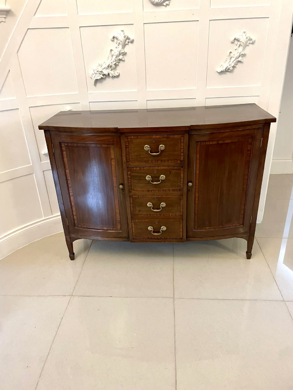 Antique Victorian Quality Mahogany Inlaid Sideboard By Edwards and Roberts, London 