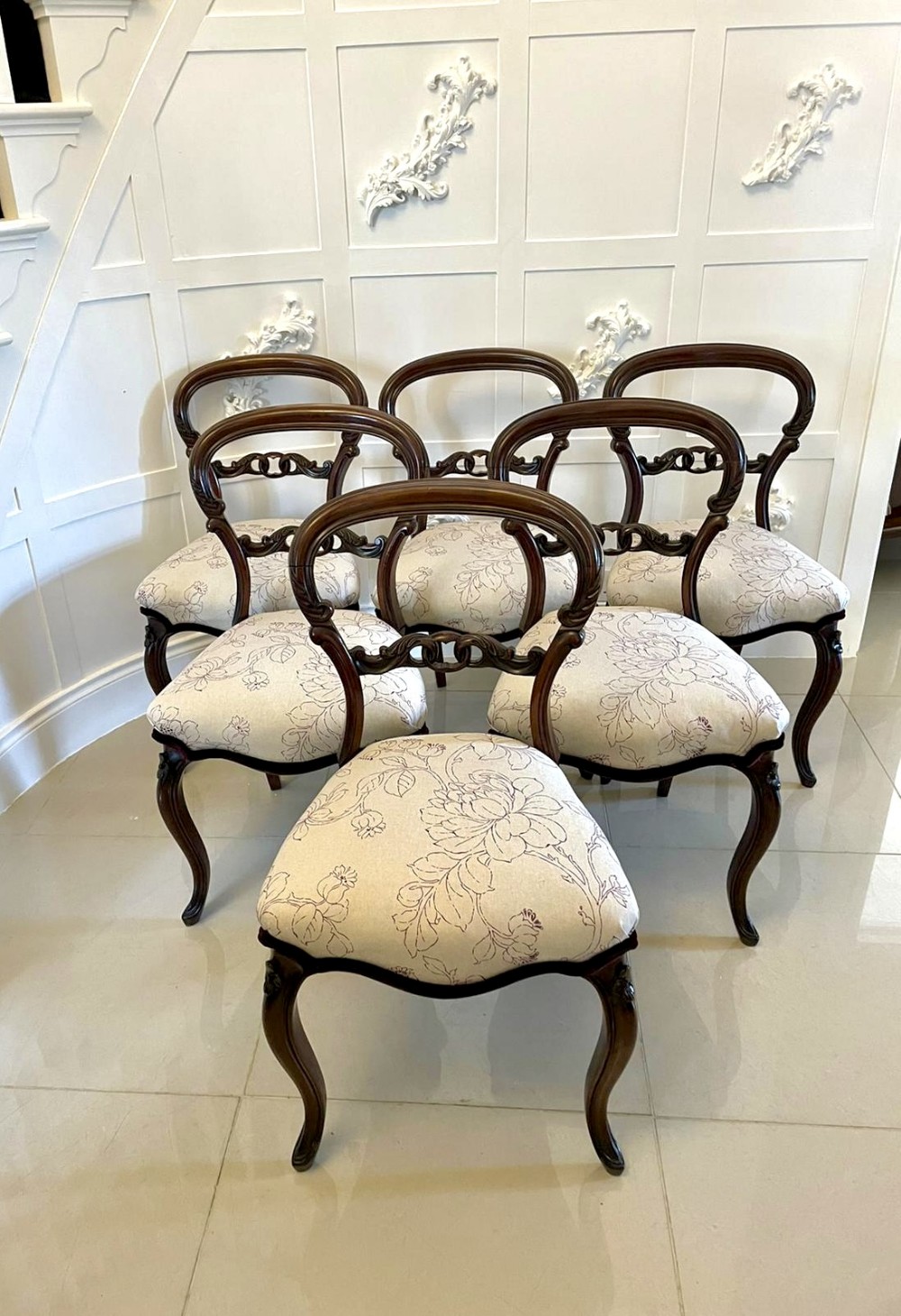 Fine Quality Set of 6 Antique Victorian Mahogany Dining Chairs 