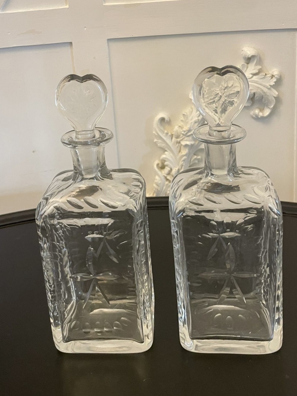 Unusual Pair of Antique Victorian Quality Cut Glass Decanters 