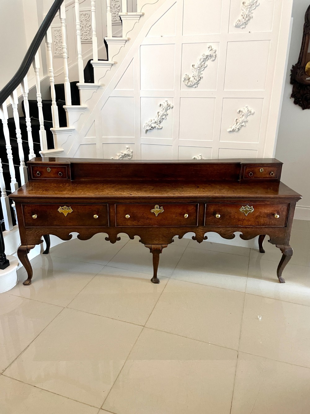 Rare Large Early 18th Century Antique Quality Oak Dresser Base