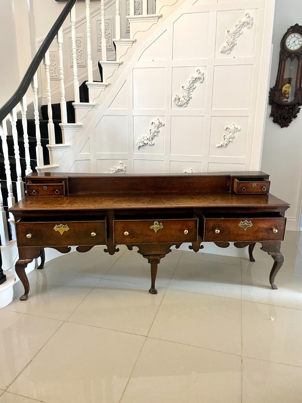 Rare Large Early 18th Century Antique Quality Oak Dresser Base View XIII