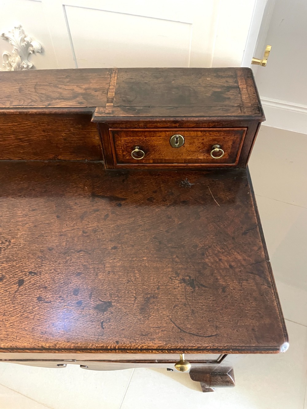 Rare Large Early 18th Century Antique Quality Oak Dresser Base View XIV